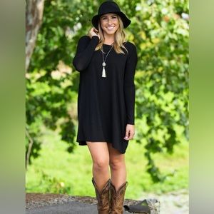 Piko Black Long Sleeved Tunic dress